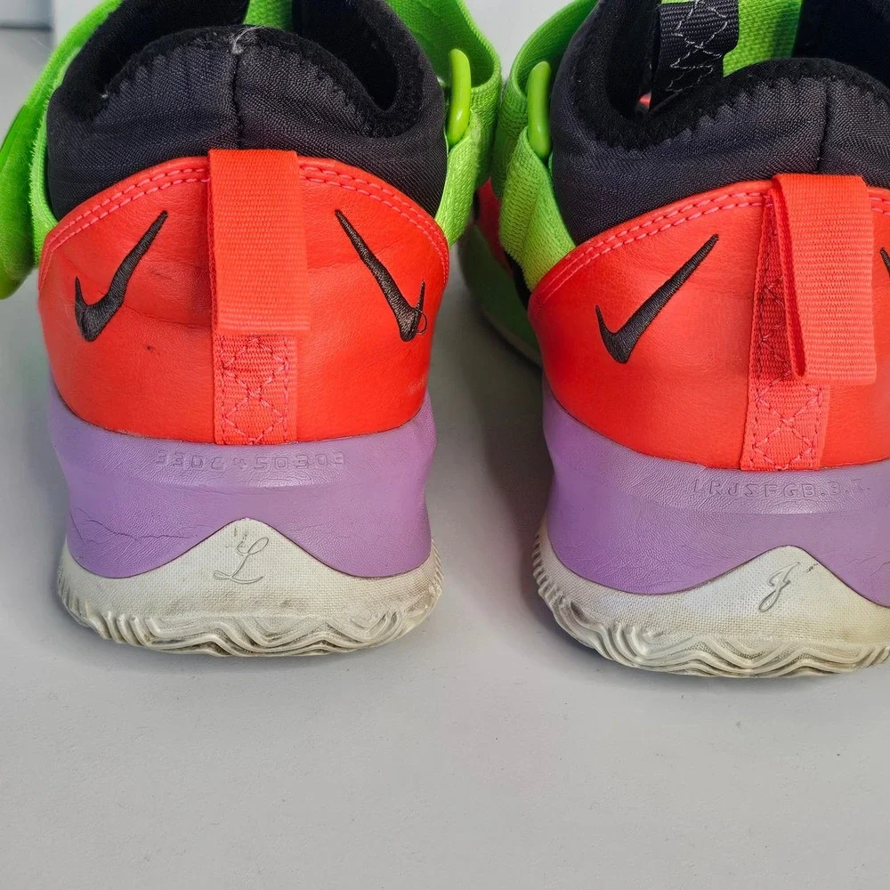 Nike LeBron Soldier 13 GS Black Green‎ Orange Purple AR7585-002 Kids Size 5.5Y